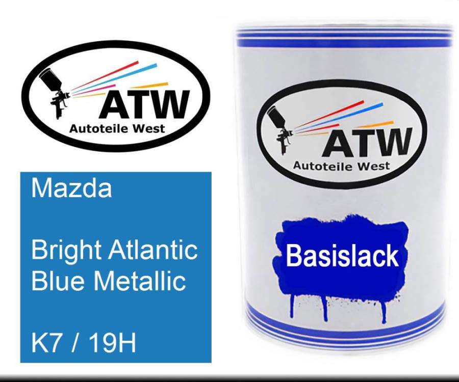 Mazda, Bright Atlantic Blue Metallic, K7 / 19H: 500ml Lackdose, von ATW Autoteile West.